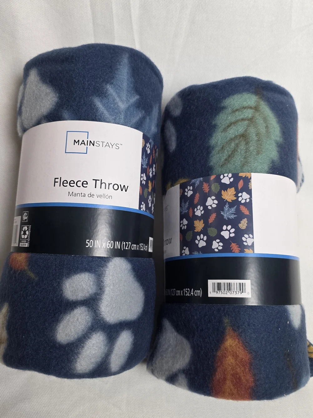 Mainstays Fall Fleece Throw, Paw Prints & Leaf Print Design, 2 Blankets